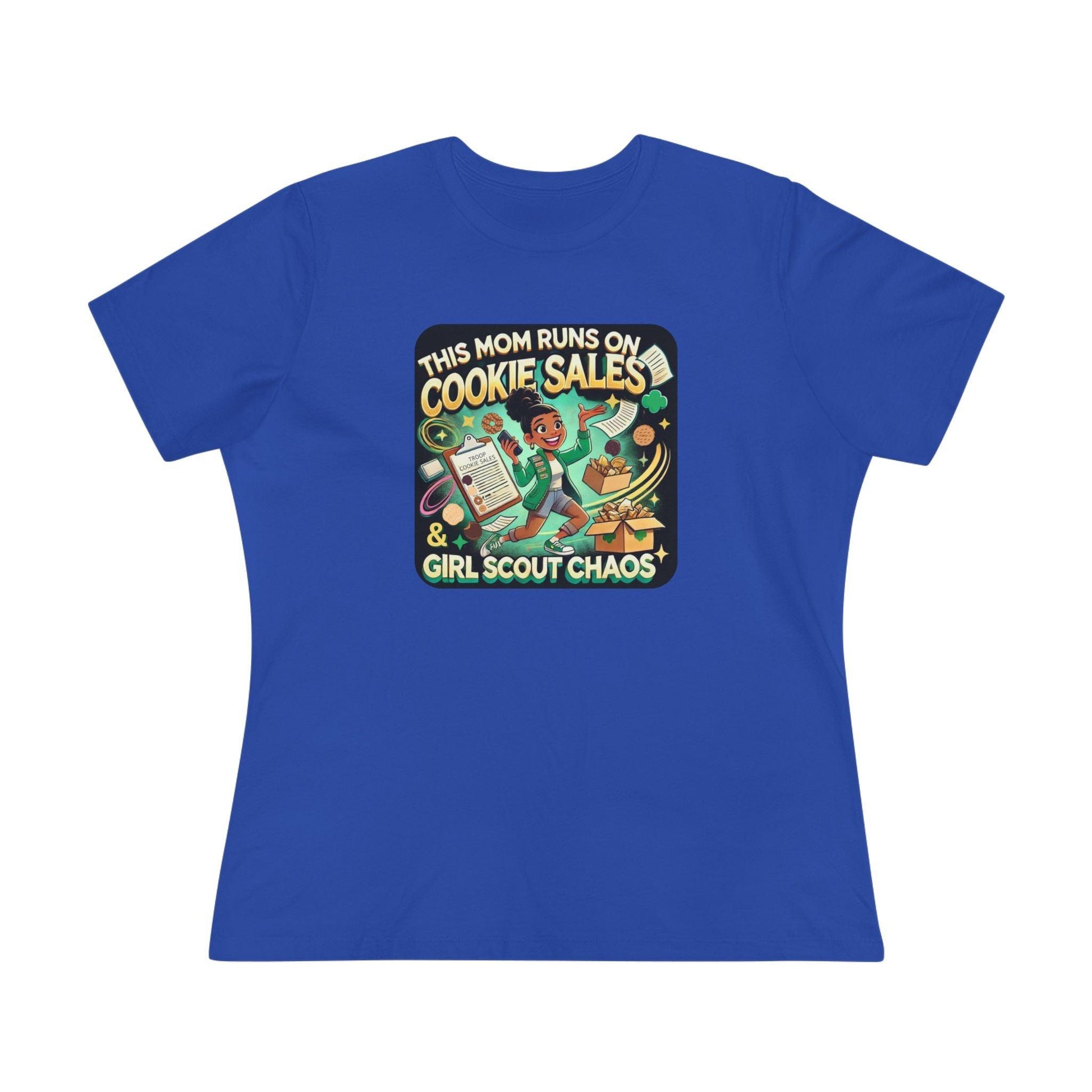 This Mom Runs on Cookies and Girl Scout Chaos - Women's Tee - Embrace the Girl Scout Hustle! (Leader Edition) - Whippie's