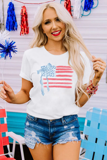 Flag Bow Tee | American Flag Bow T-Shirt