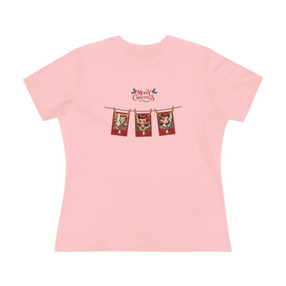 Merry Christmas - Photo Banner - Brunette Girls - Women's Softstyle Tee - Whippie's