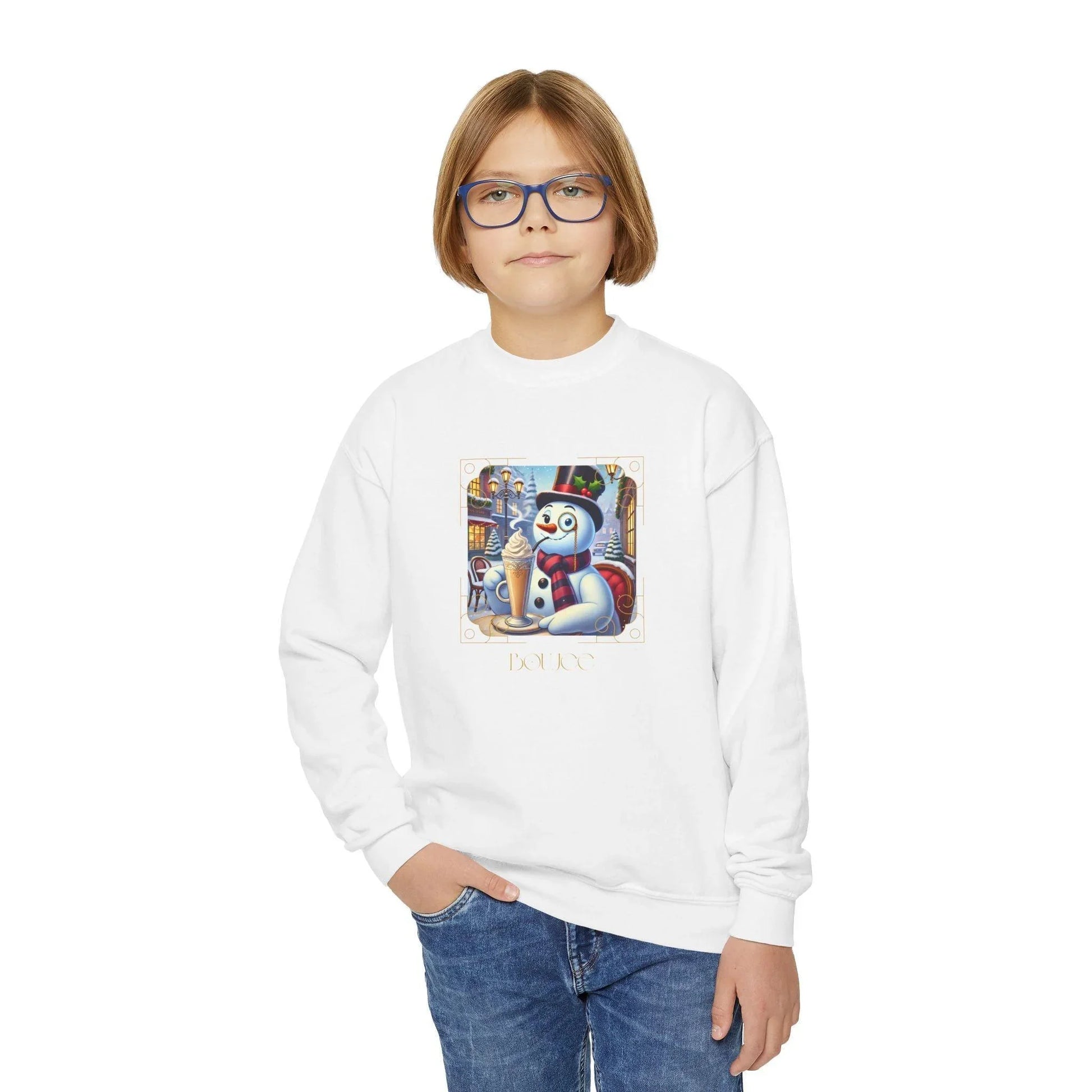 ☃️ Boujee Snowman ☕ Youth Crewneck Sweatshirt ✨ - Whippie's