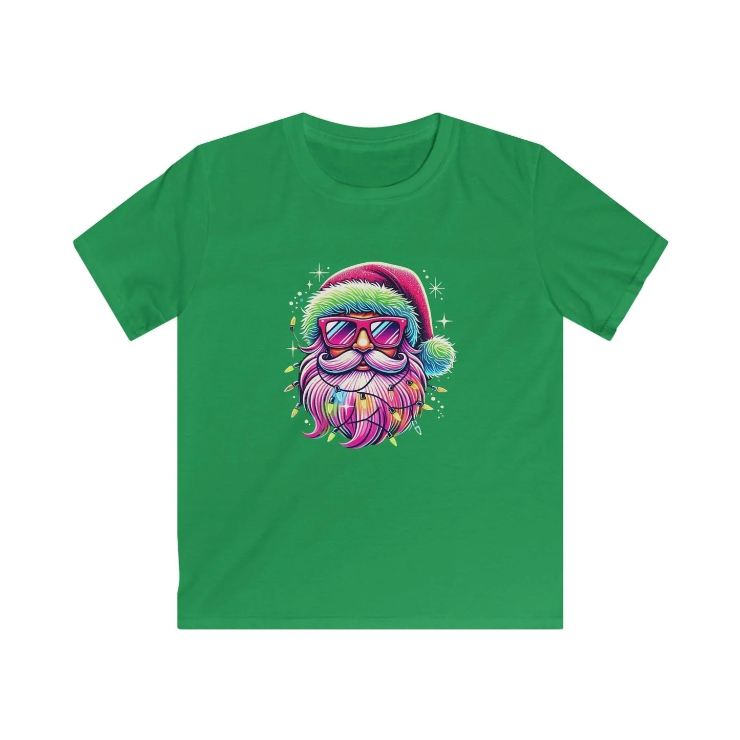 Shine Bright Like Santa! ✨🎅🎄🌈 Kids Softstyle Tee - Whippie's