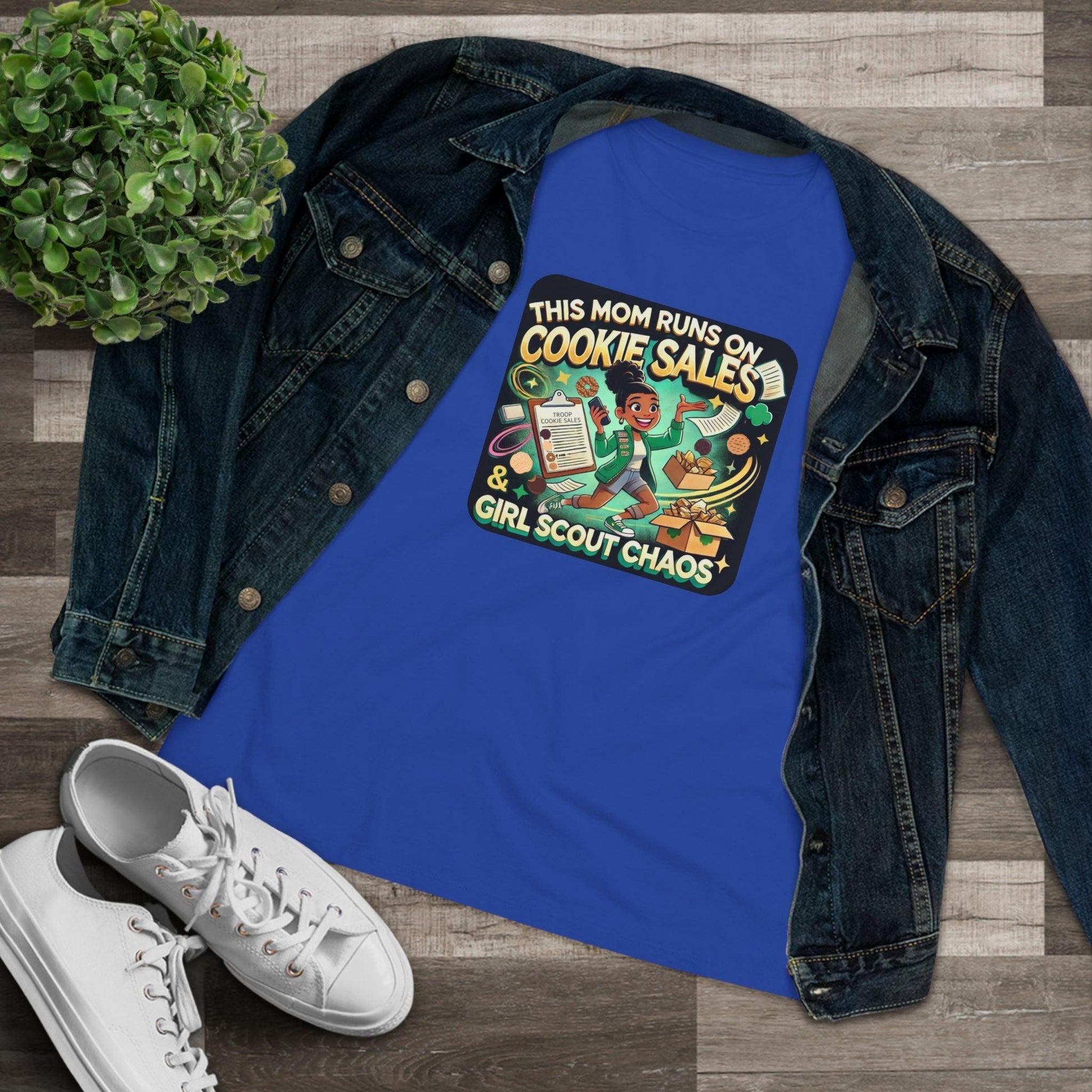 This Mom Runs on Cookies and Girl Scout Chaos - Women's Tee - Embrace the Girl Scout Hustle! (Leader Edition) - Whippie's