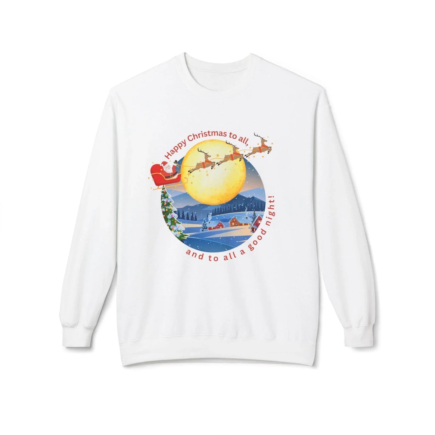 🎅 Happy Christmas to All! 🌕 Unisex Fleece Sweatshirt ✨ Wishing you a magical Christmas Eve! - Whippie's