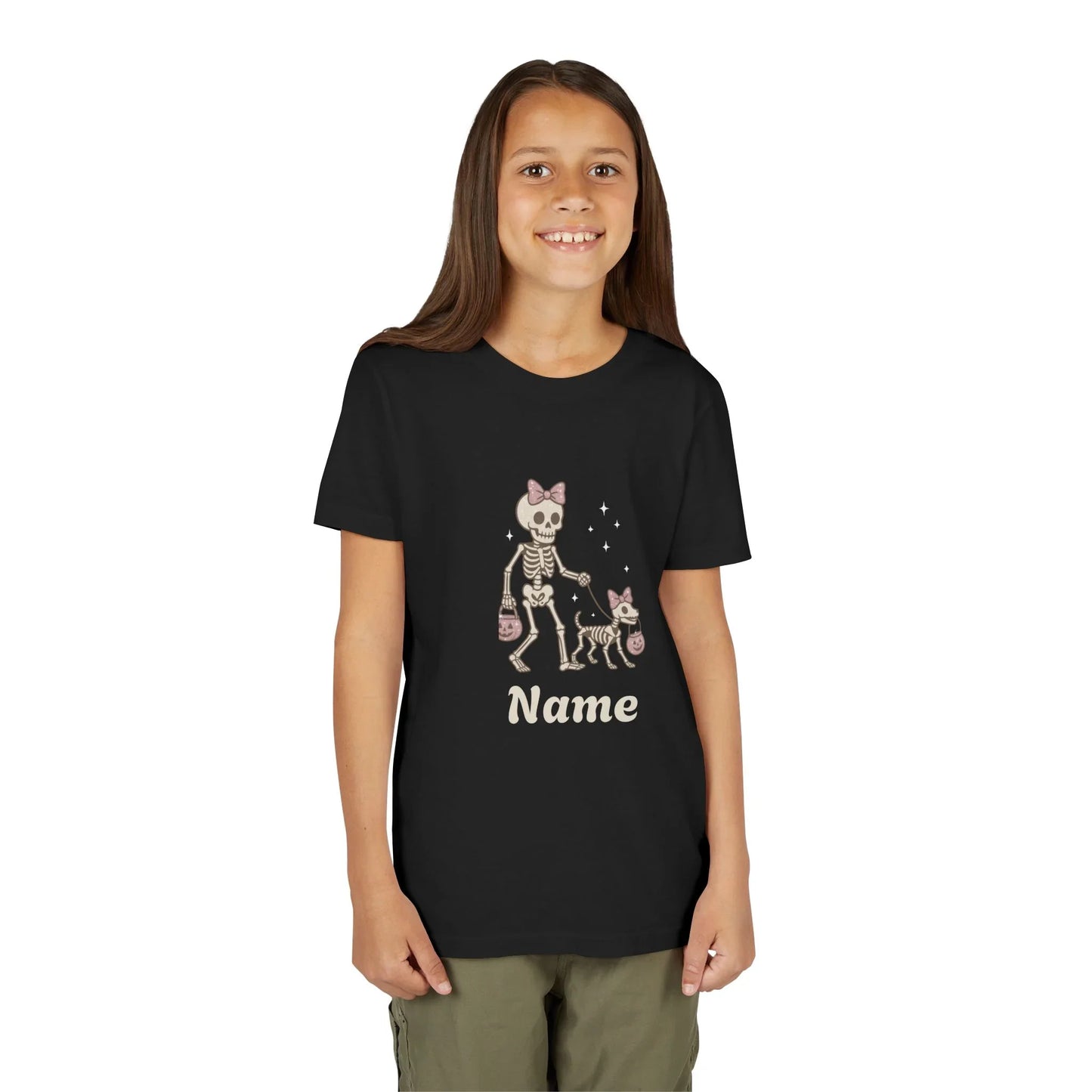 Pink Bow Halloween Friends Youth Tee - Personalizable