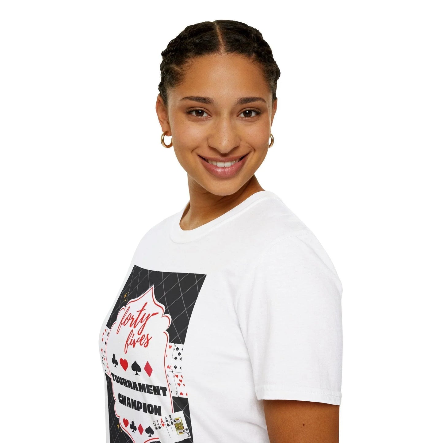 Forty-Fives Tournament Champion - Black Background - Unisex T-Shirt - Whippie's