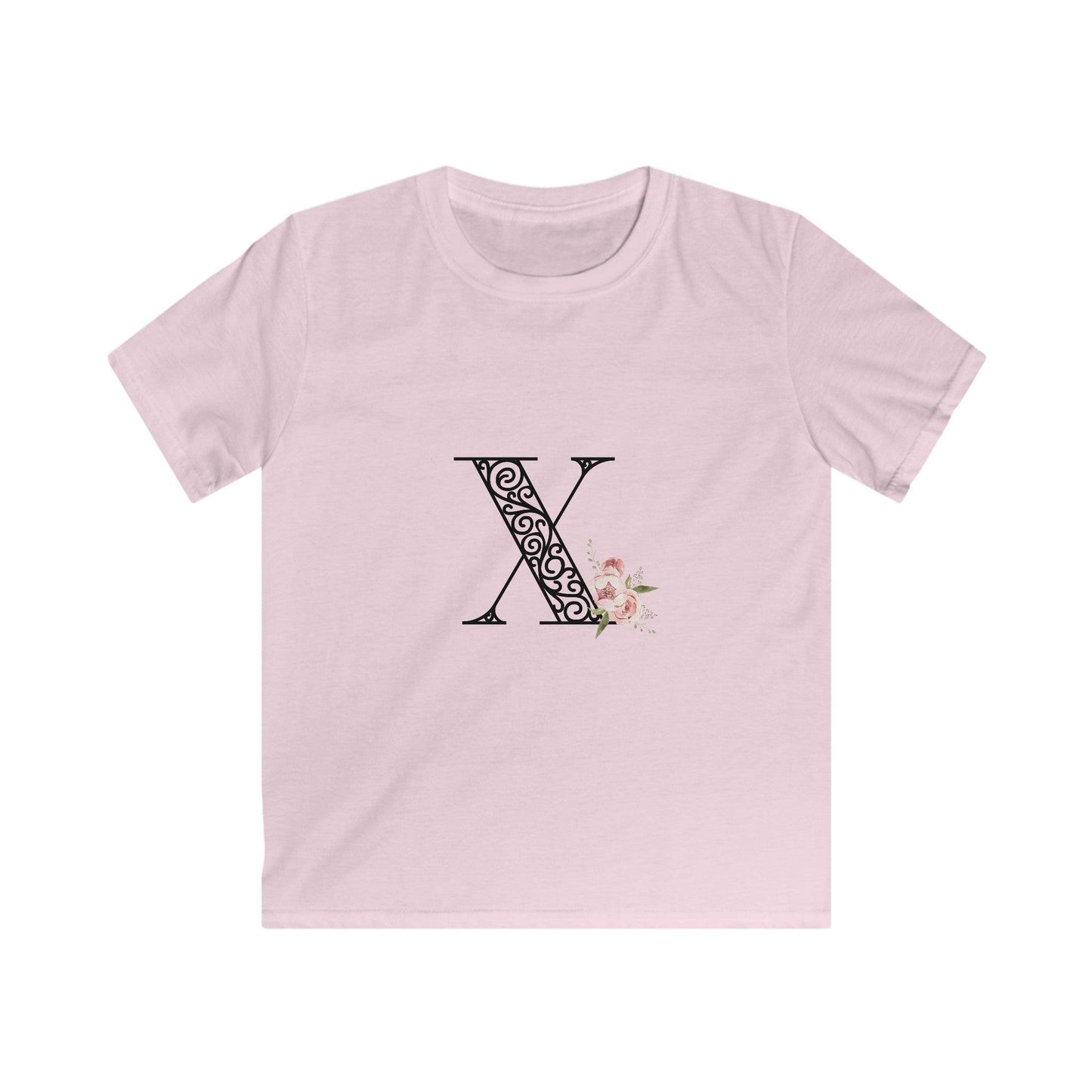 Floral Letters: Letter X - Kids Softstyle Tee - Whippie's