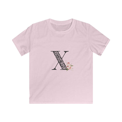 Floral Letters: Letter X - Kids Softstyle Tee - Whippie's