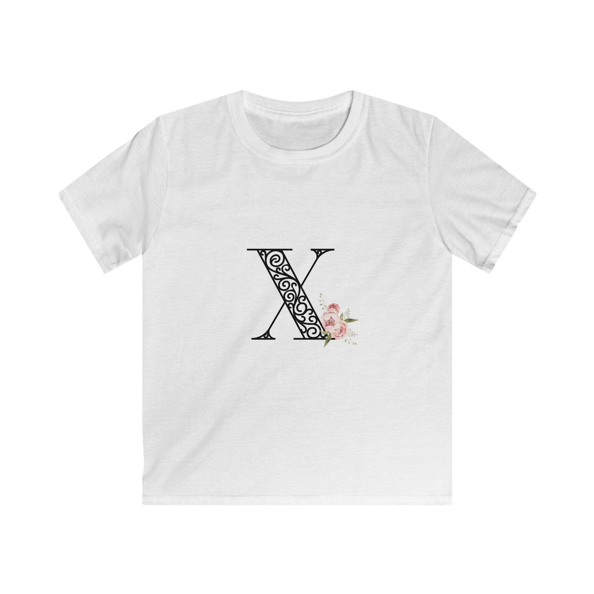 Floral Letters: Letter X - Kids Softstyle Tee - Whippie's