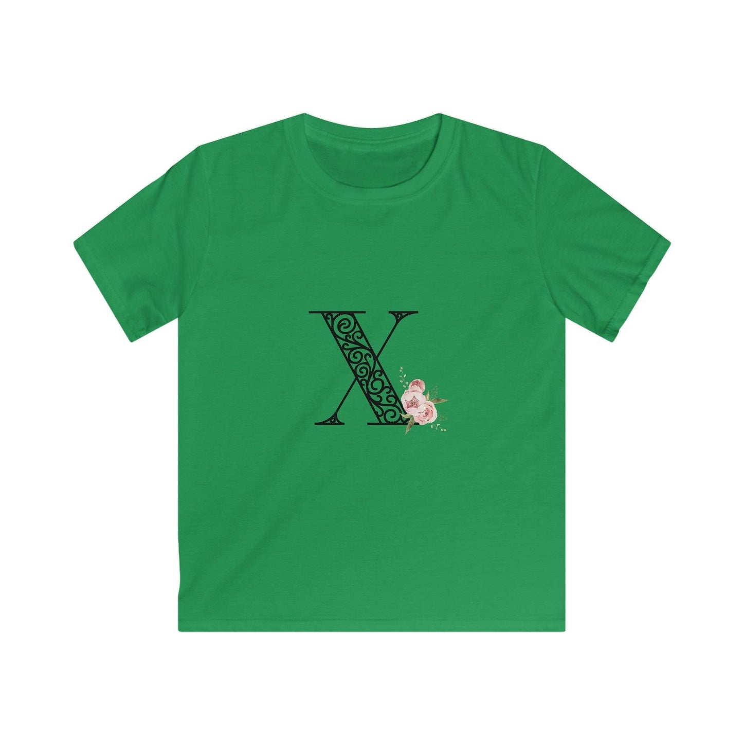 Floral Letters: Letter X - Kids Softstyle Tee - Whippie's