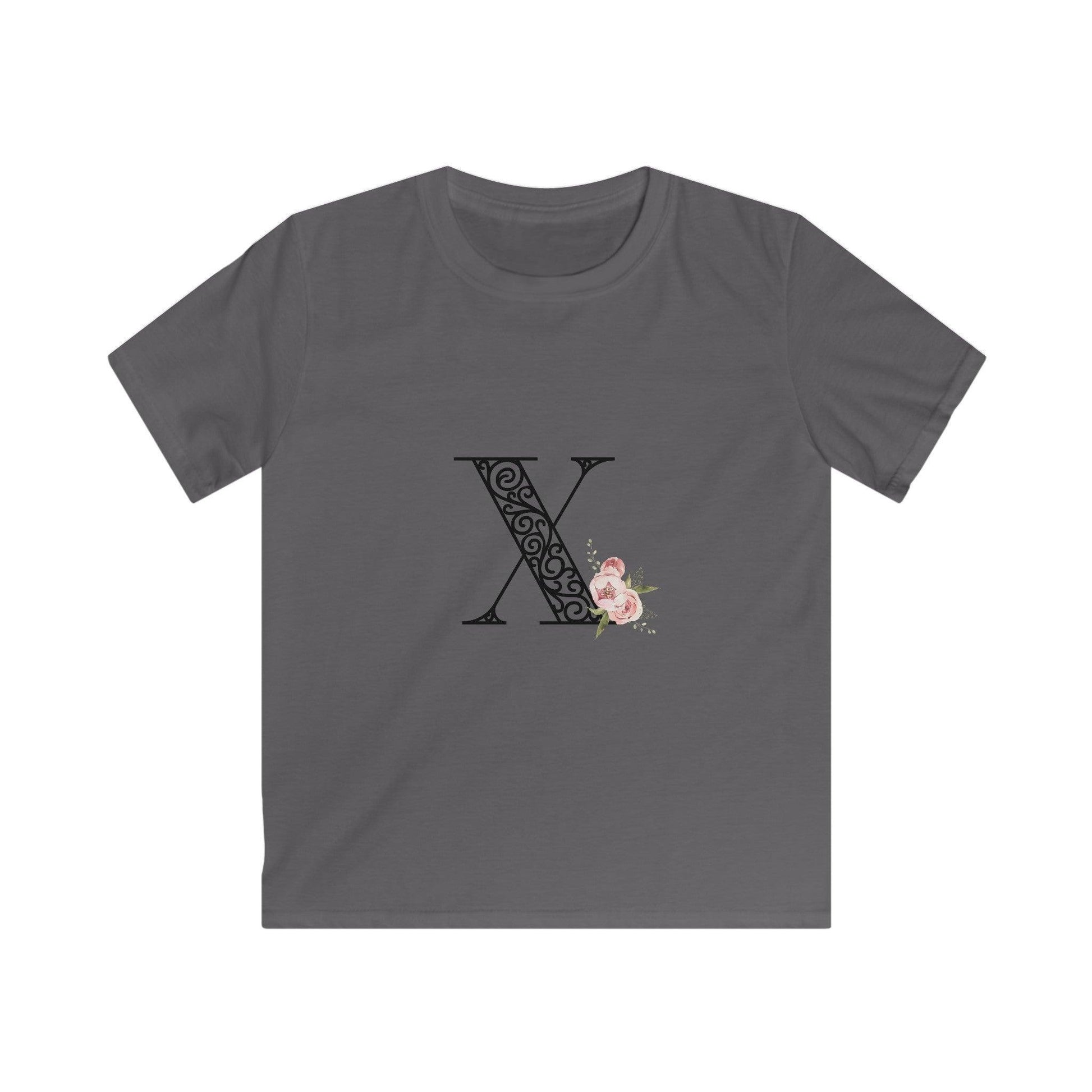 Floral Letters: Letter X - Kids Softstyle Tee - Whippie's