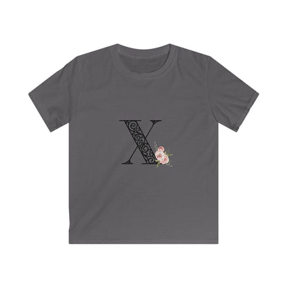 Floral Letters: Letter X - Kids Softstyle Tee - Whippie's