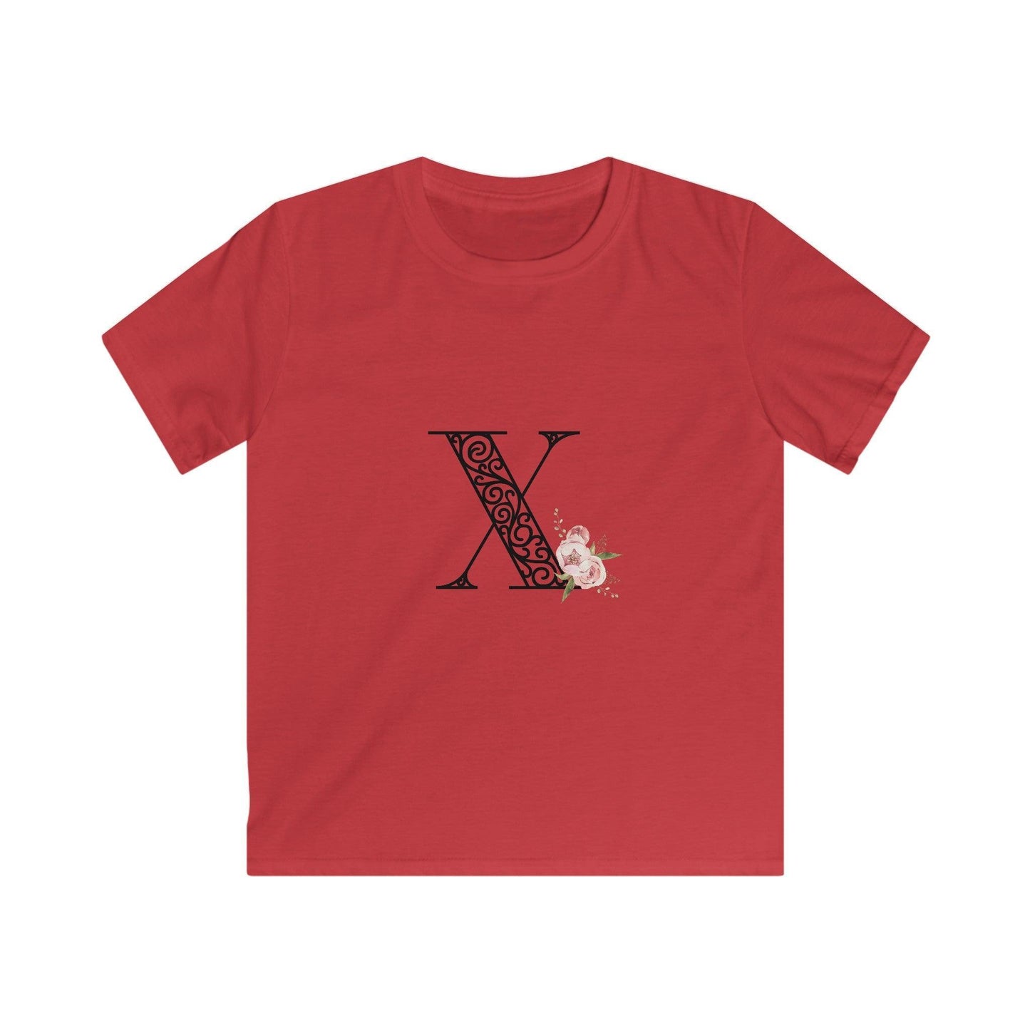 Floral Letters: Letter X - Kids Softstyle Tee - Whippie's