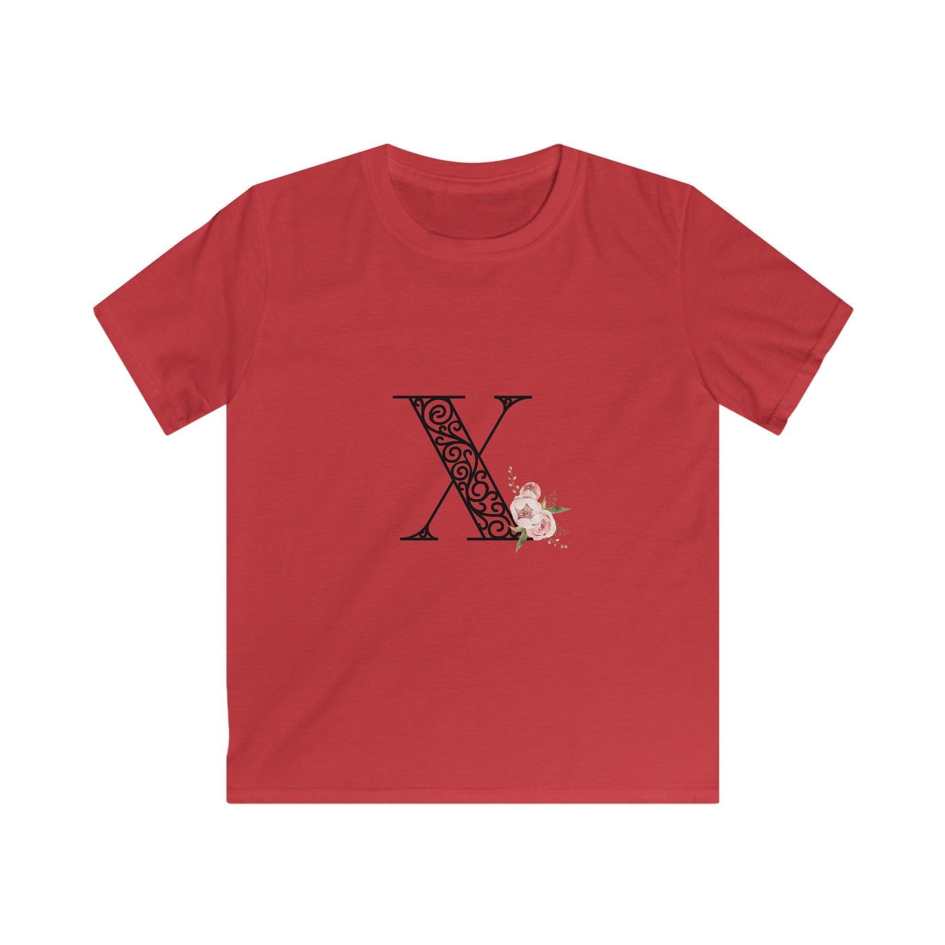 Floral Letters: Letter X - Kids Softstyle Tee - Whippie's
