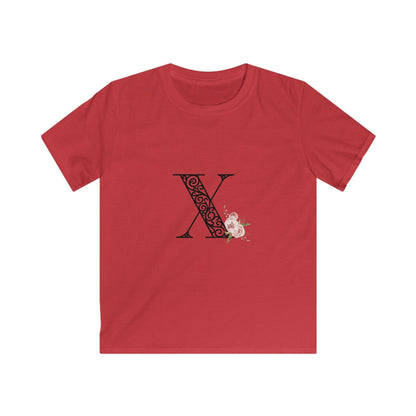 Floral Letters: Letter X - Kids Softstyle Tee - Whippie's