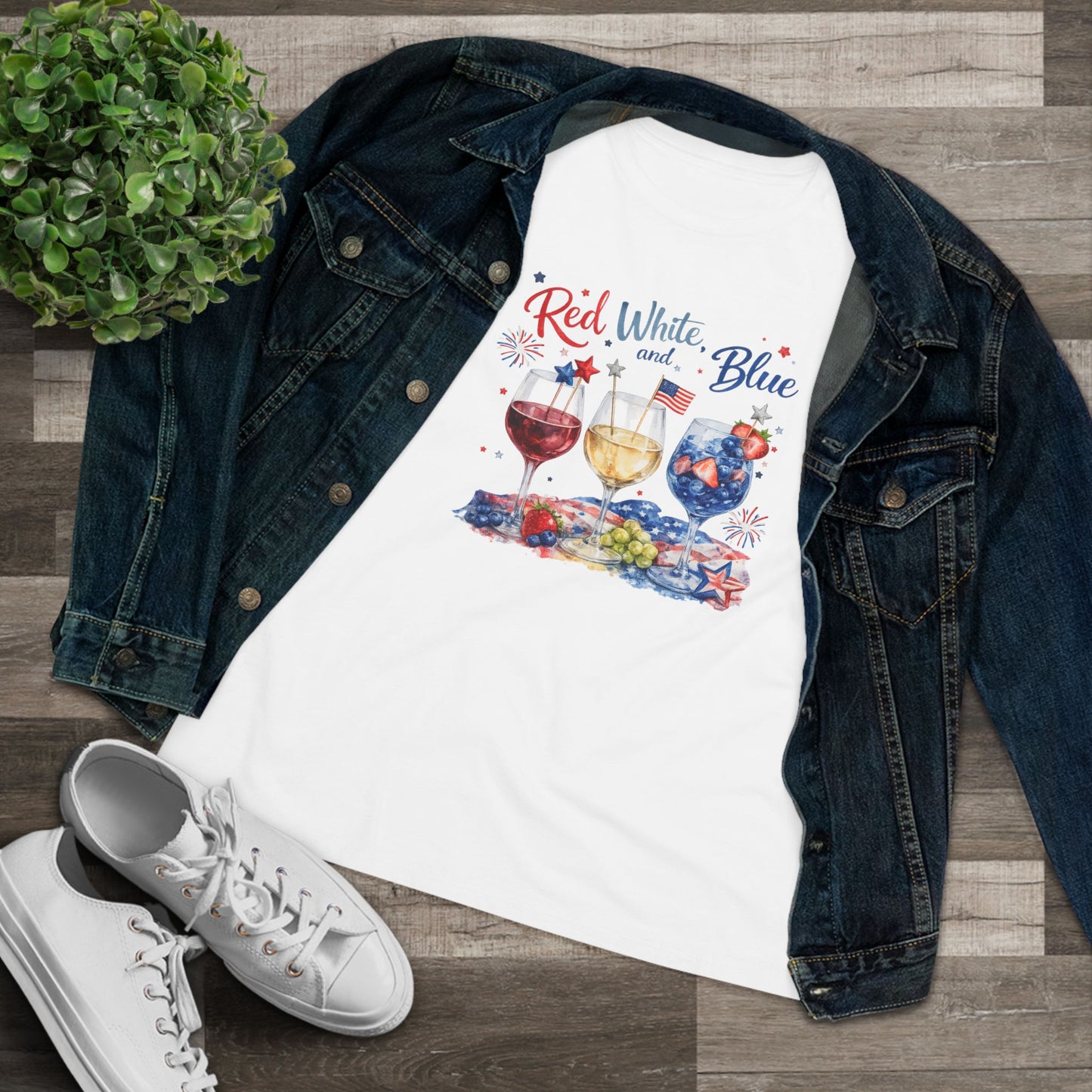 Red White Blue Wine Patriotic Wine Shirt | Women’s Tee