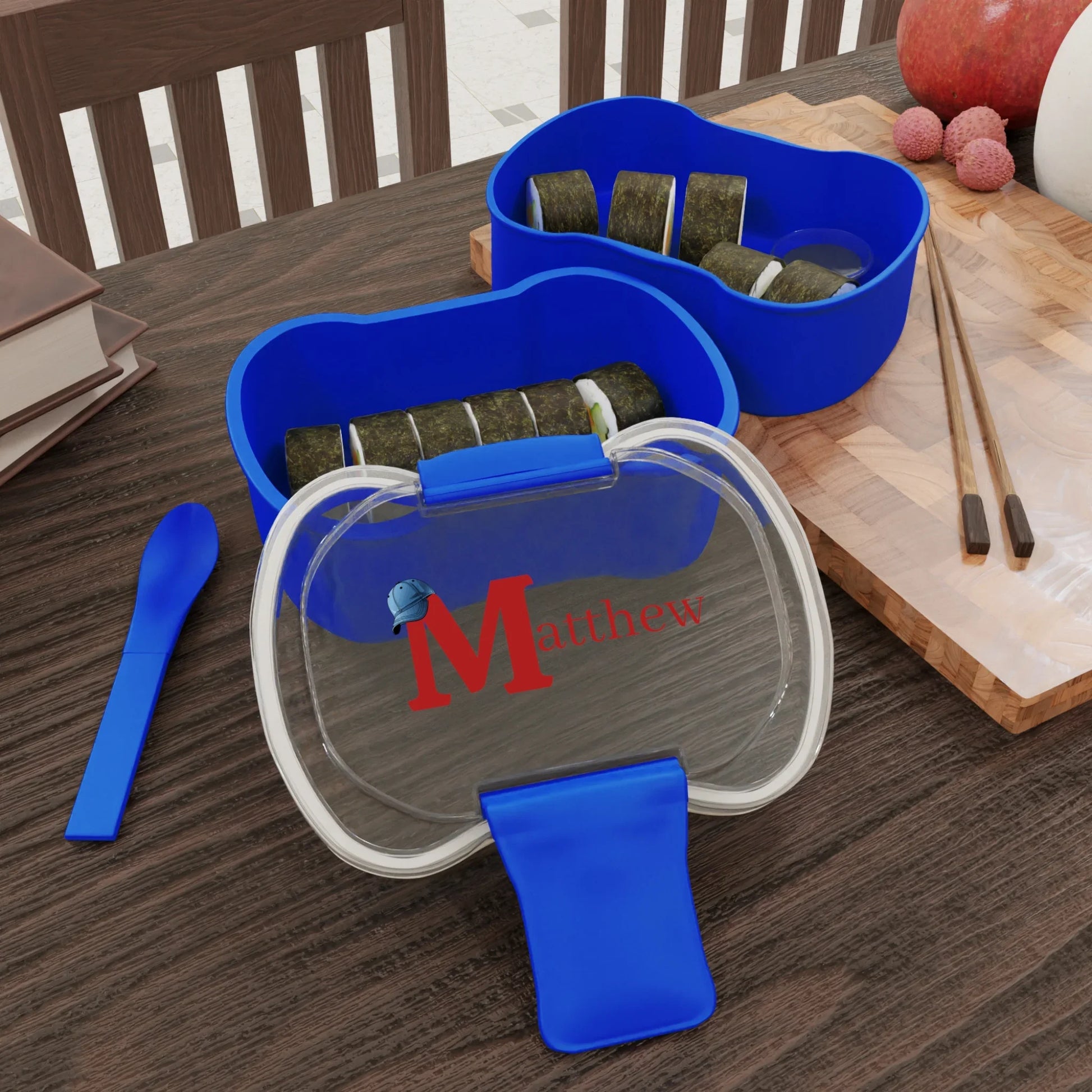 Initial & Baseball Cap Two-Tier Bento Lunch Box - Personalizable - Whippie's