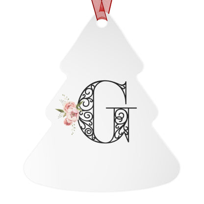 Floral Letters: Letter G - Metal Christmas Ornament - Whippie's