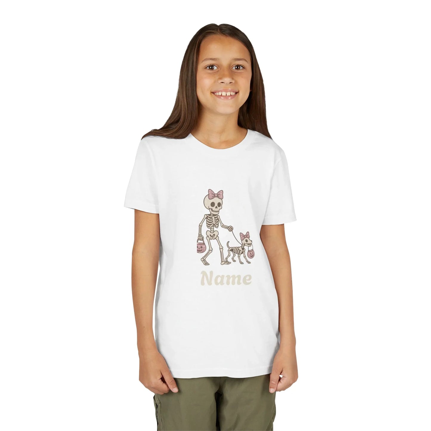 Pink Bow Halloween Friends Youth Tee - Personalizable