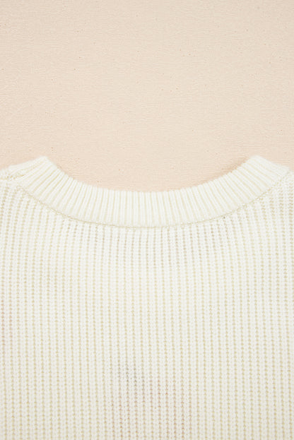 Beige Pumpkin Embroidered Thanksgiving Sweater