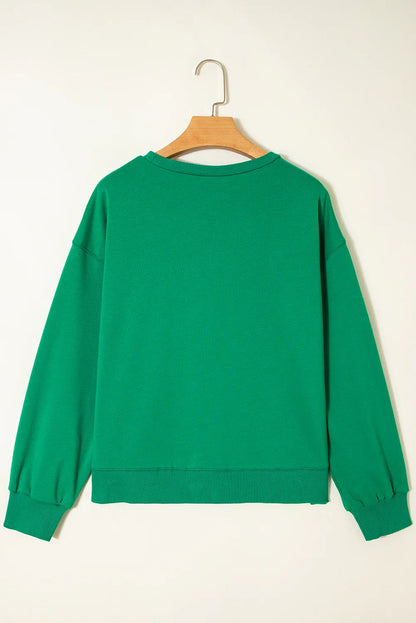 Sea Green HOLLY JOLLY Towel Embroidered Christmas Holiday Sweatshirt