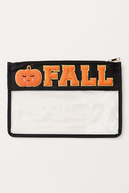 Orange Fall Pumpkin Chenille Clear Zip Pouch