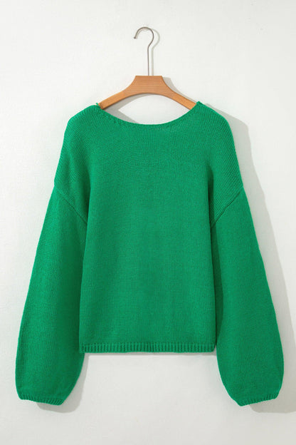 Festive Bow Sweater | Backless Bubble Sleeve