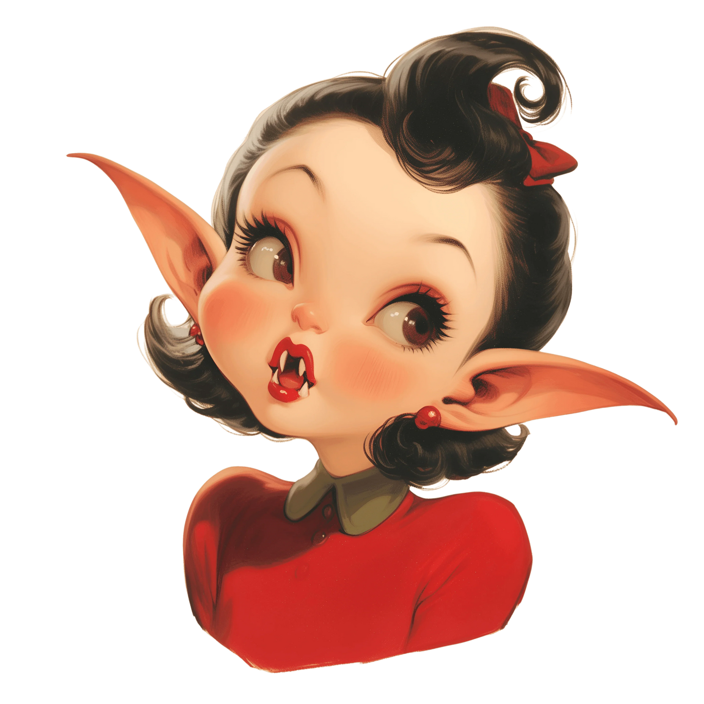 Cute Girl Vampire V-neck Tee - Whippie's