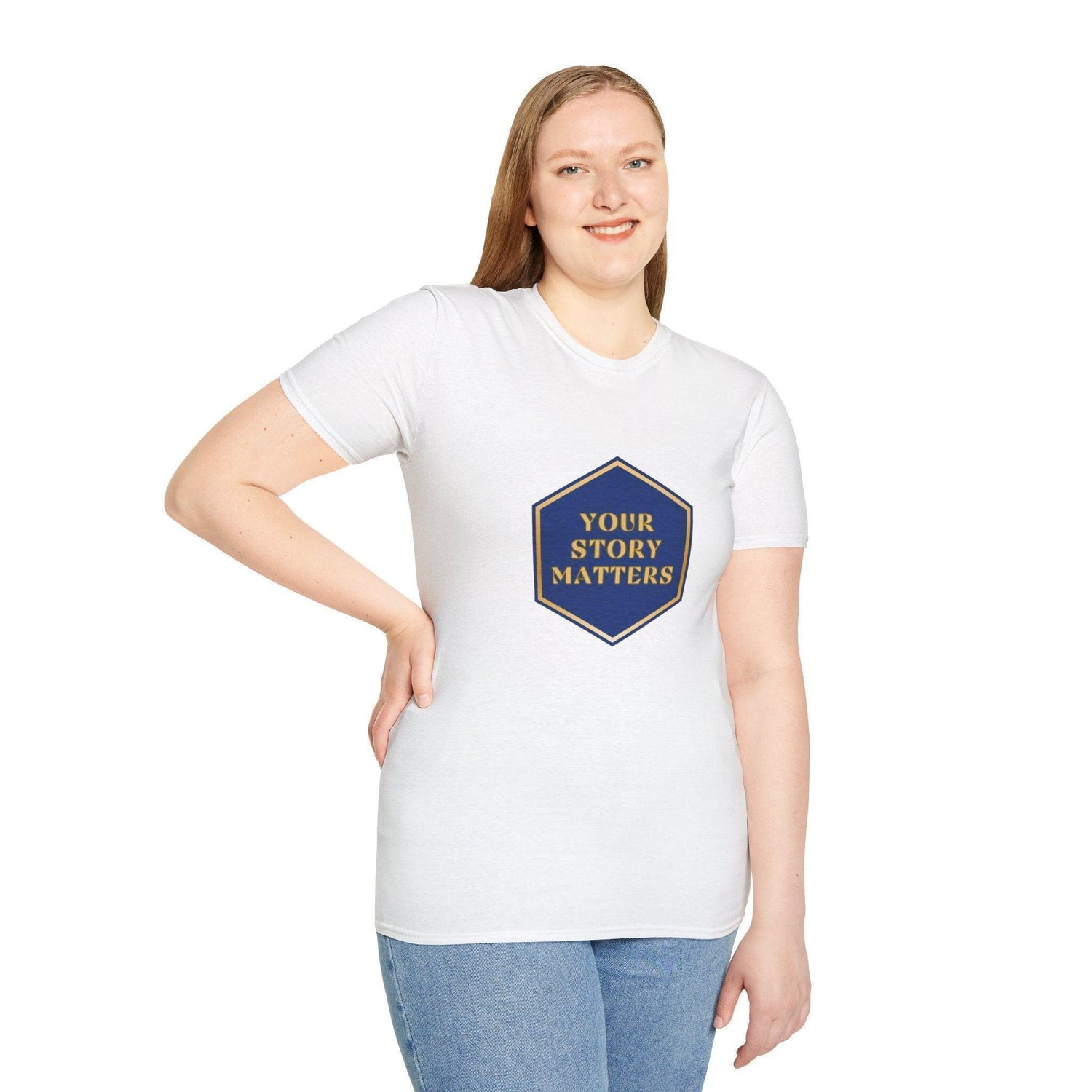 Your Story Matters - Blue and Gold Sign - Unisex T-Shirt - Whippie's