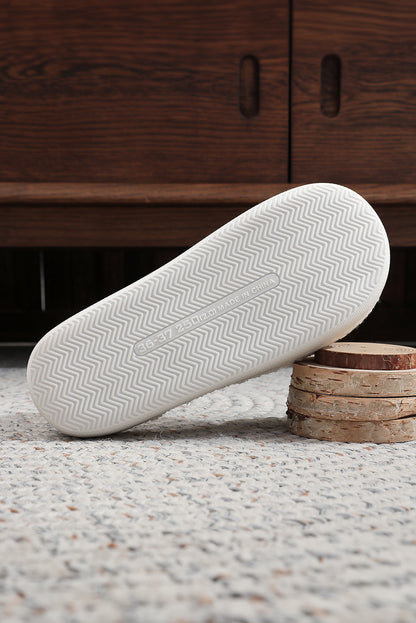 White XOXO Glitter Trim Plush House Slippers