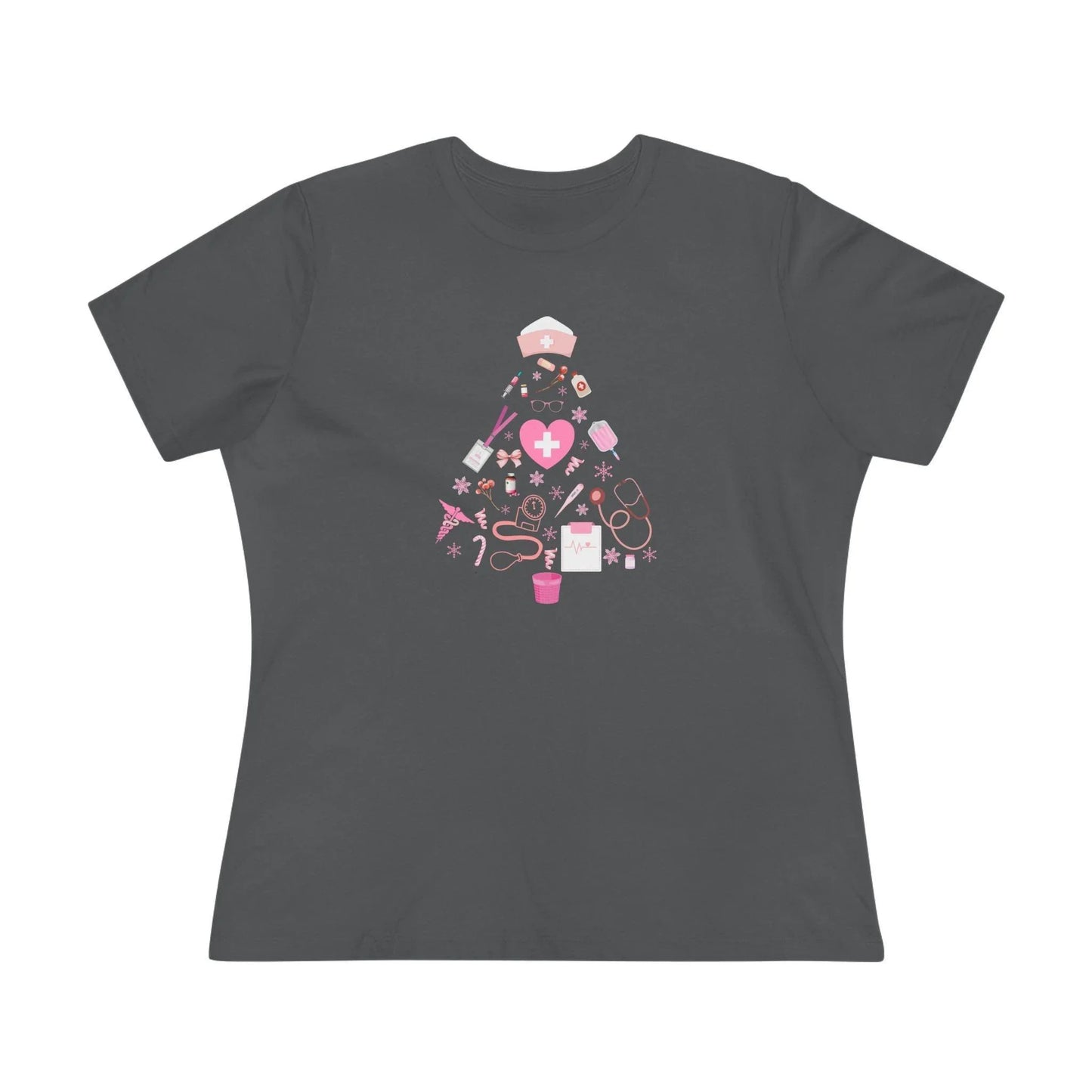 💖 Nurse's Pink Christmas Tree 💖 - Women's Softstyle T-shirt - Whippie's