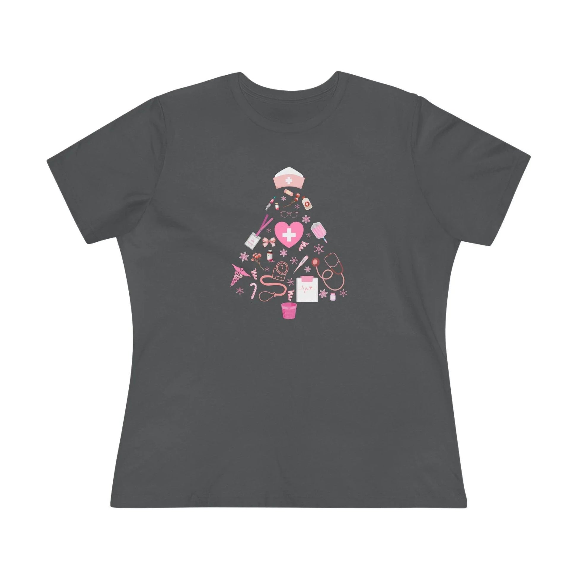 💖 Nurse's Pink Christmas Tree 💖 - Women's Softstyle T-shirt - Whippie's