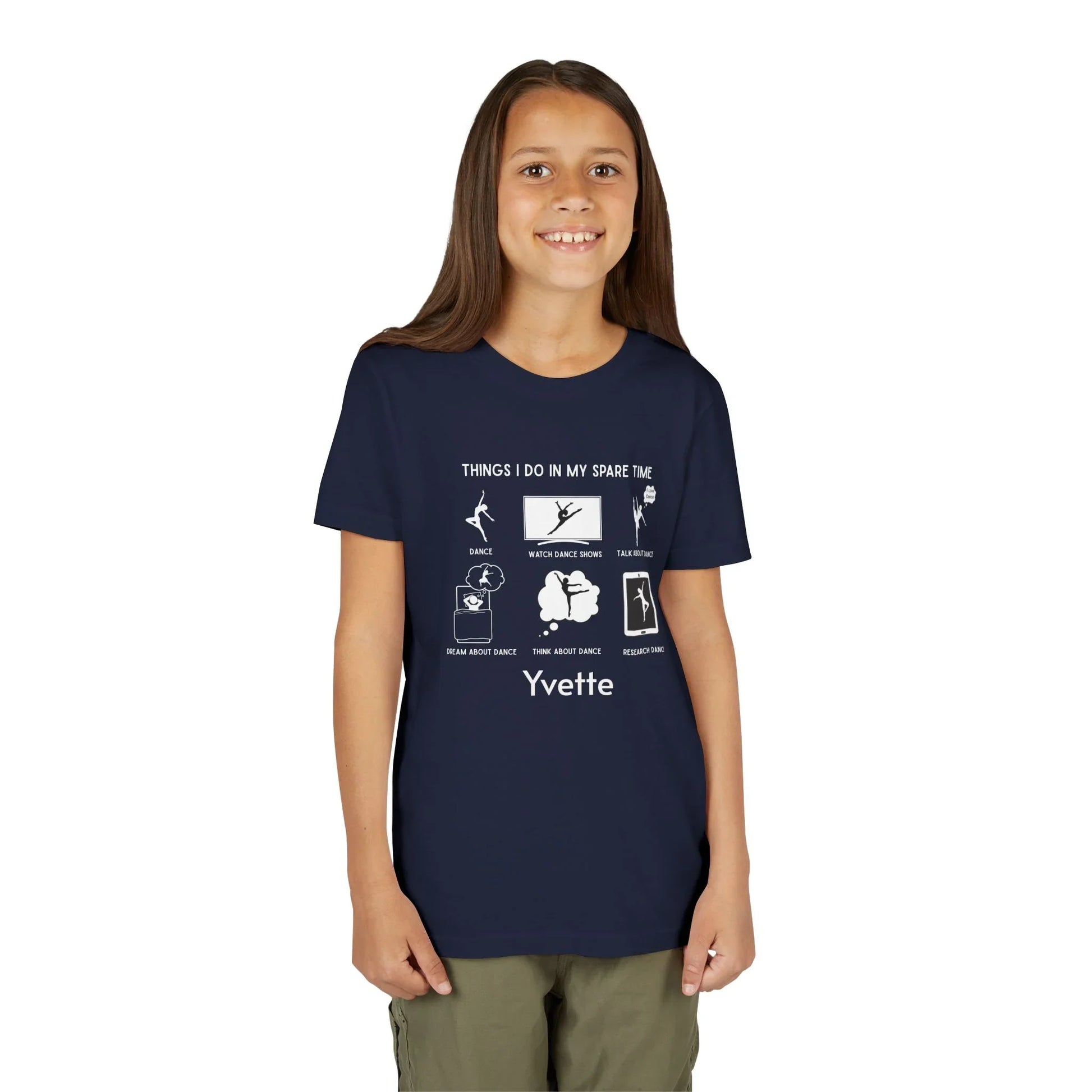 My Spare Time = Dance Time - Female Dancer - Youth Tee - Personalizable - Whippie's