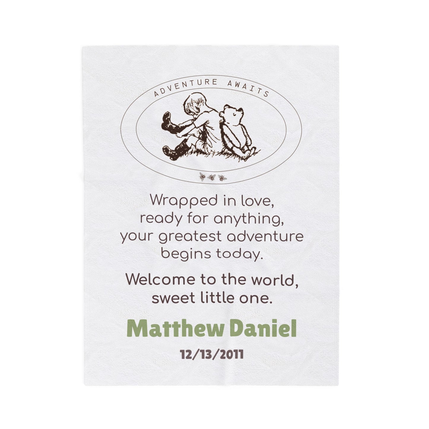 Classic Pooh Blanket | Personalized Adventure Awaits Velveteen Blanket