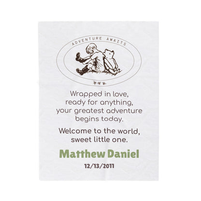 Classic Pooh Blanket | Personalized Adventure Awaits Velveteen Blanket