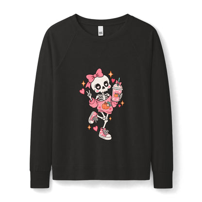 Pumpkin Spice Skeleton Cute Halloween Sweatshirt for Women