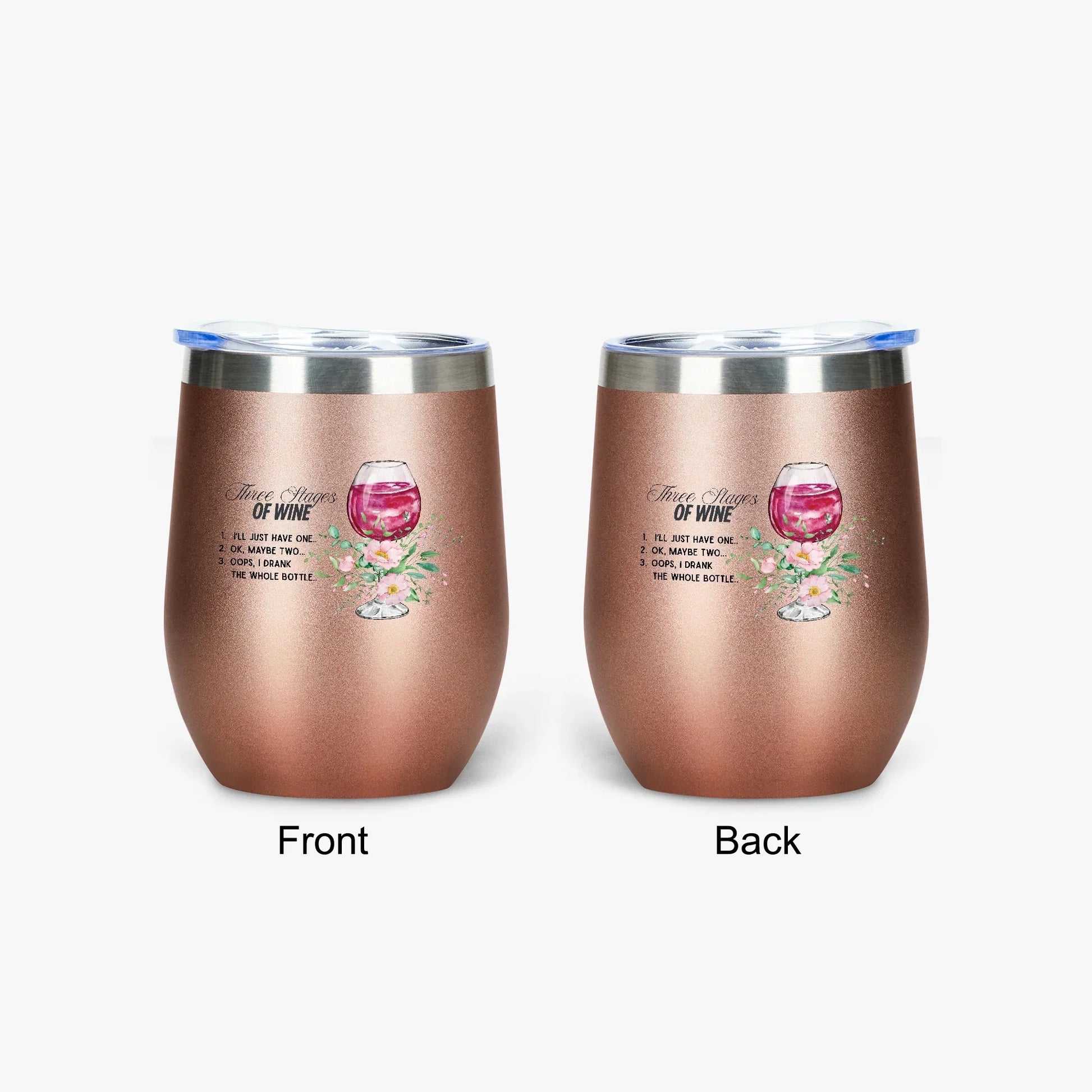 428. Three Stages of Wine 12oz Egg Shaped Insulated Tumbler - FREE Shipping! - Whippie's