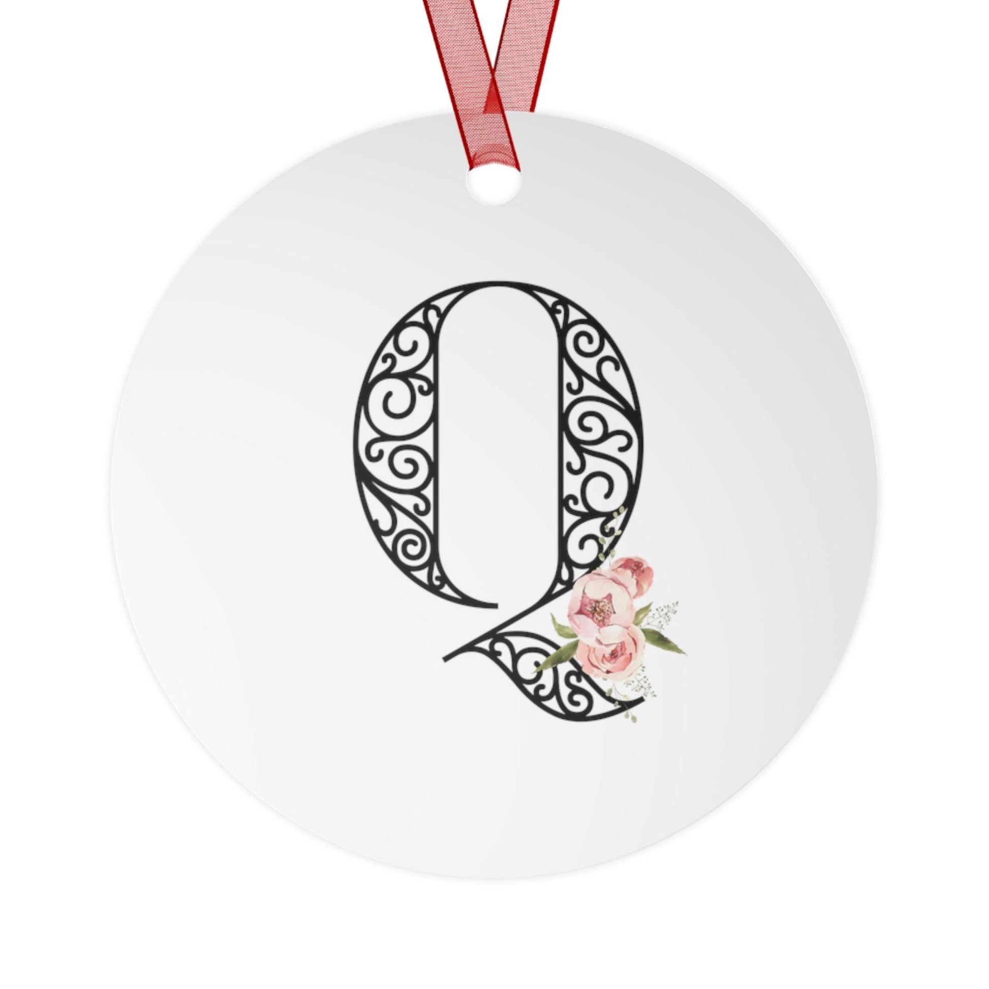 Floral Letters: Letter Q - Metal Christmas Ornament - Whippie's