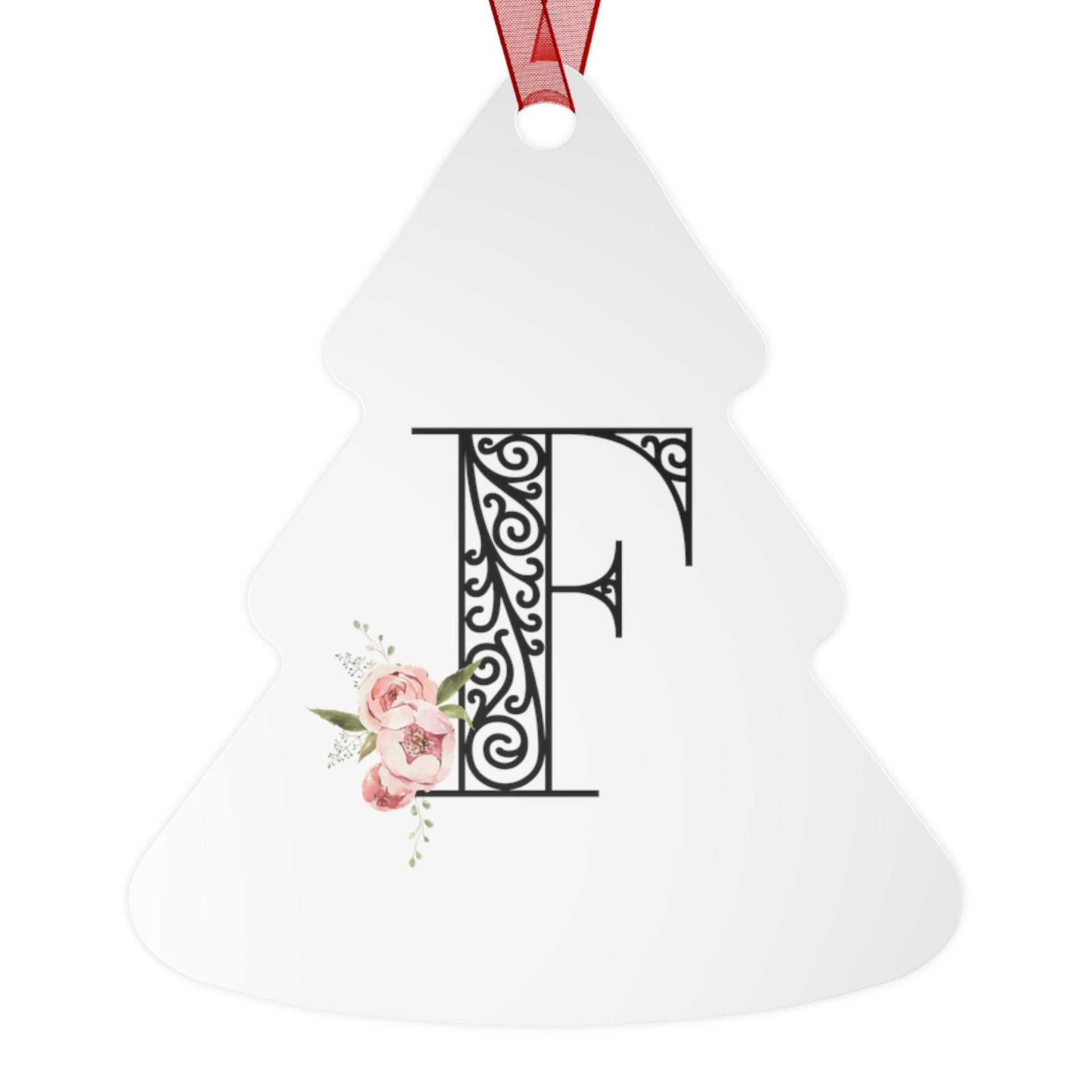 Floral Letters: Letter F - Metal Christmas Ornament - Whippie's