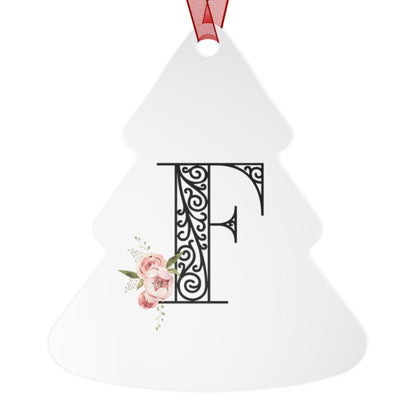 Floral Letters: Letter F - Metal Christmas Ornament - Whippie's