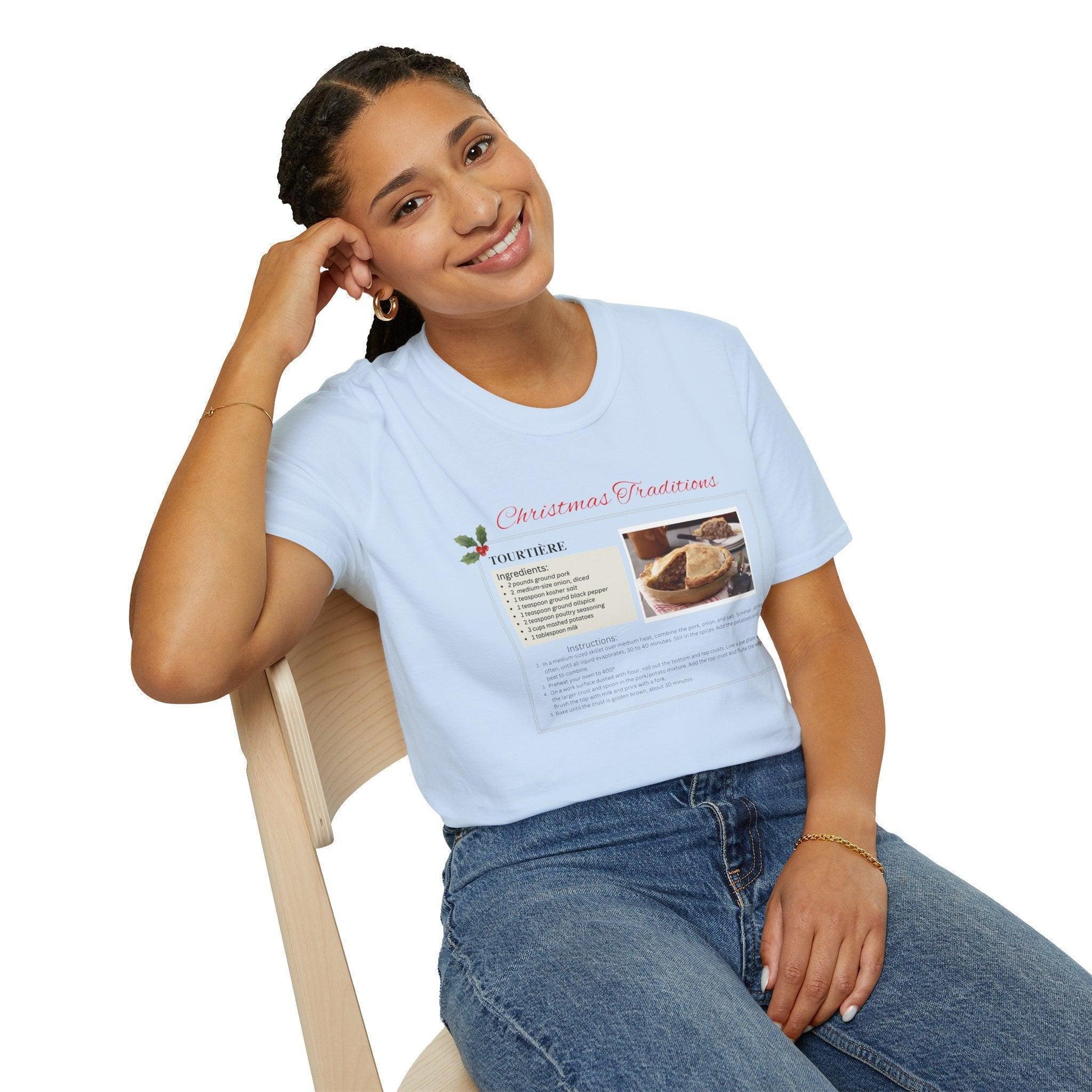 Tourtière Recipe Card - Unisex T-Shirt - French Canadian Christmas Traditions! 🎄 - Whippie's