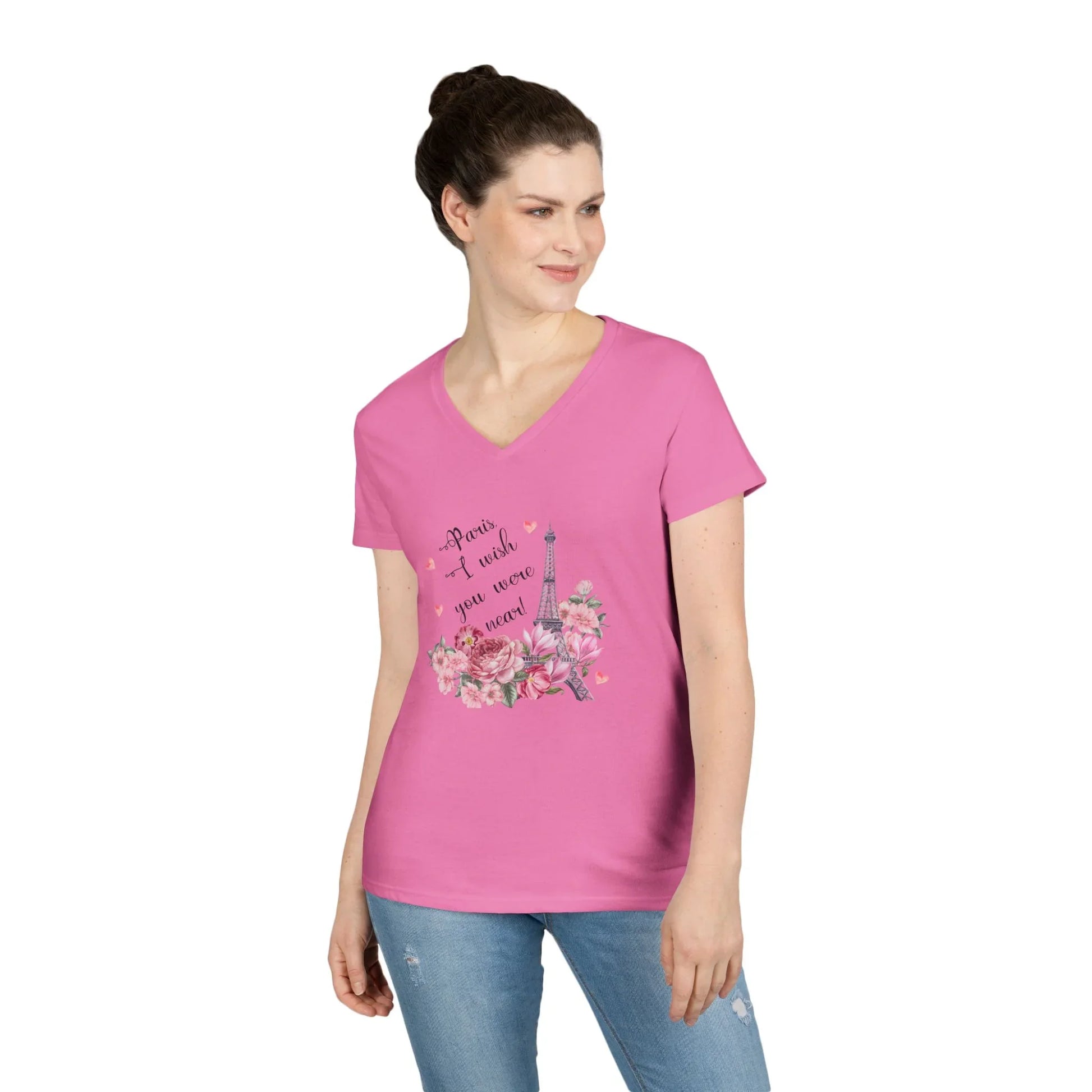Paris, I Wish You Were Near! Women's V-neck Tee - Whippie's