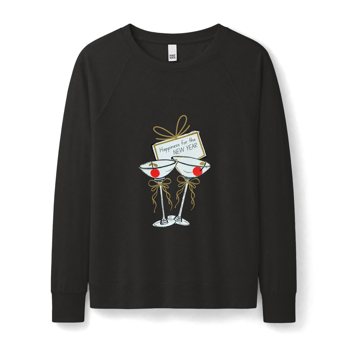 New Year Sweatshirt for Women | Happiness for the New Year Retro Crewneck