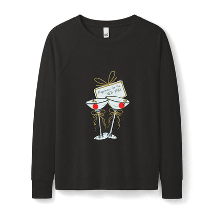 New Year Sweatshirt for Women | Happiness for the New Year Retro Crewneck