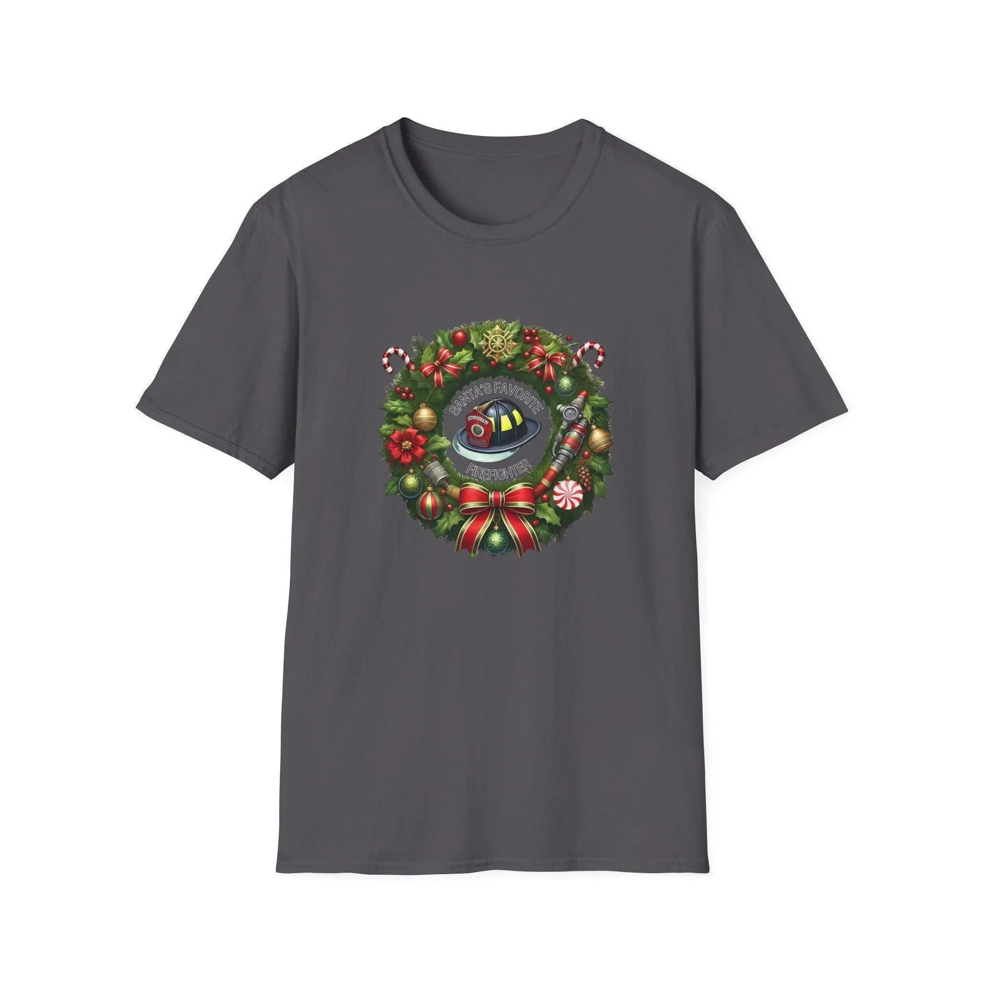 Santa's Favorite Firefighter - Wreath - Unisex Tee 🔥🎅 - Whippie's
