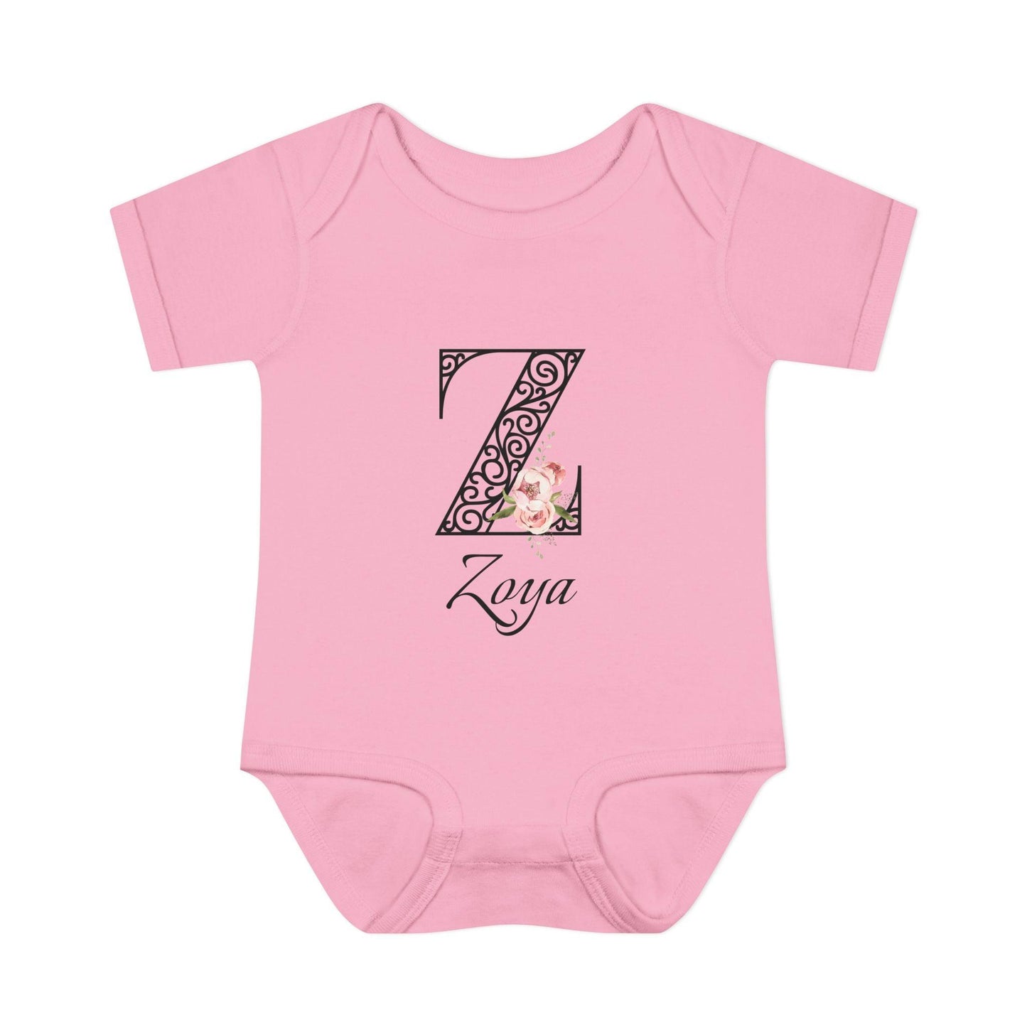 Floral Letters: Letter Z - Peony Baby Onesie - Personalizable - Whippie's