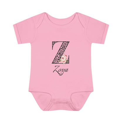 Floral Letters: Letter Z - Peony Baby Onesie - Personalizable - Whippie's
