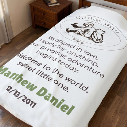 Classic Pooh Blanket | Personalized Adventure Awaits Velveteen Blanket