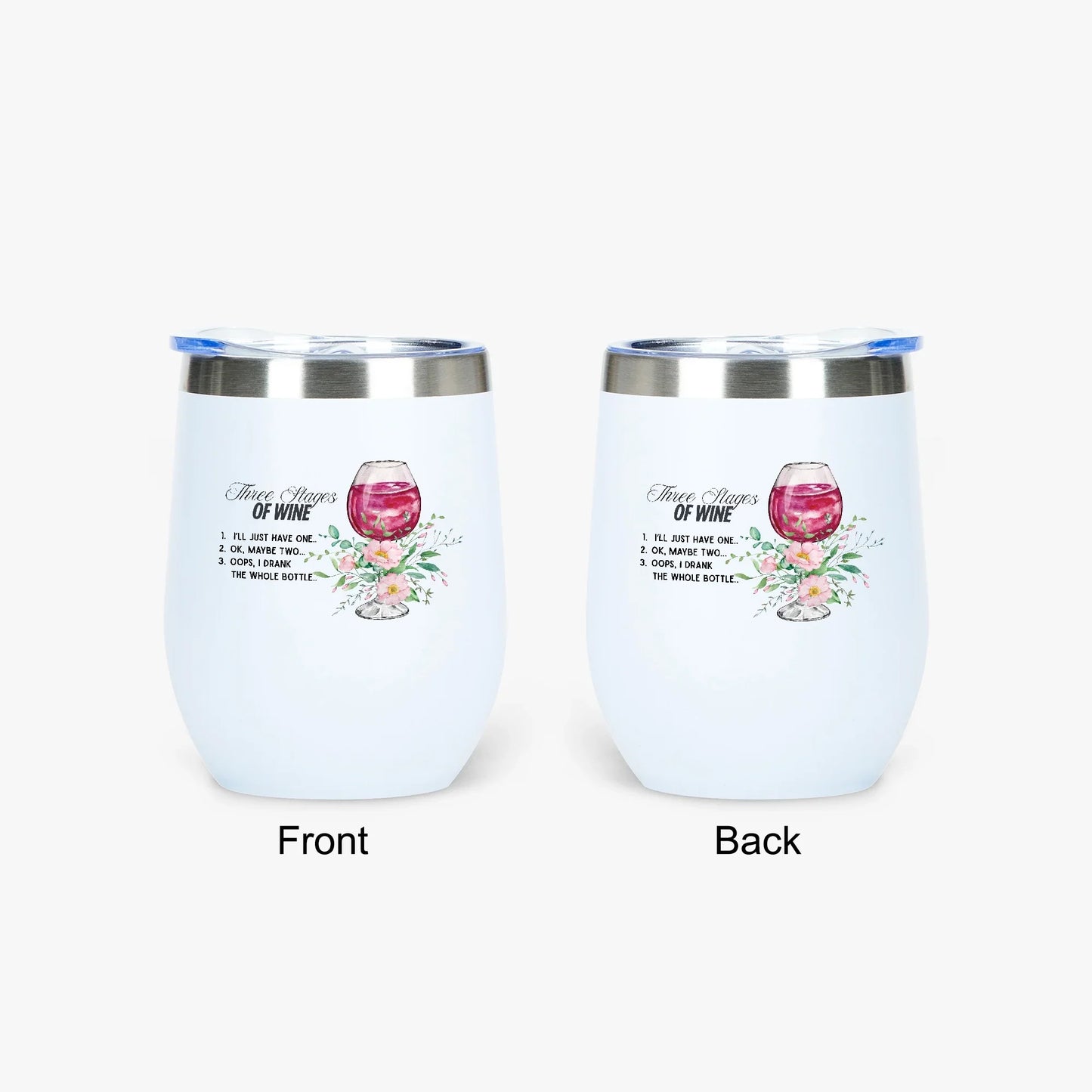 428. Three Stages of Wine 12oz Egg Shaped Insulated Tumbler - FREE Shipping! - Whippie's