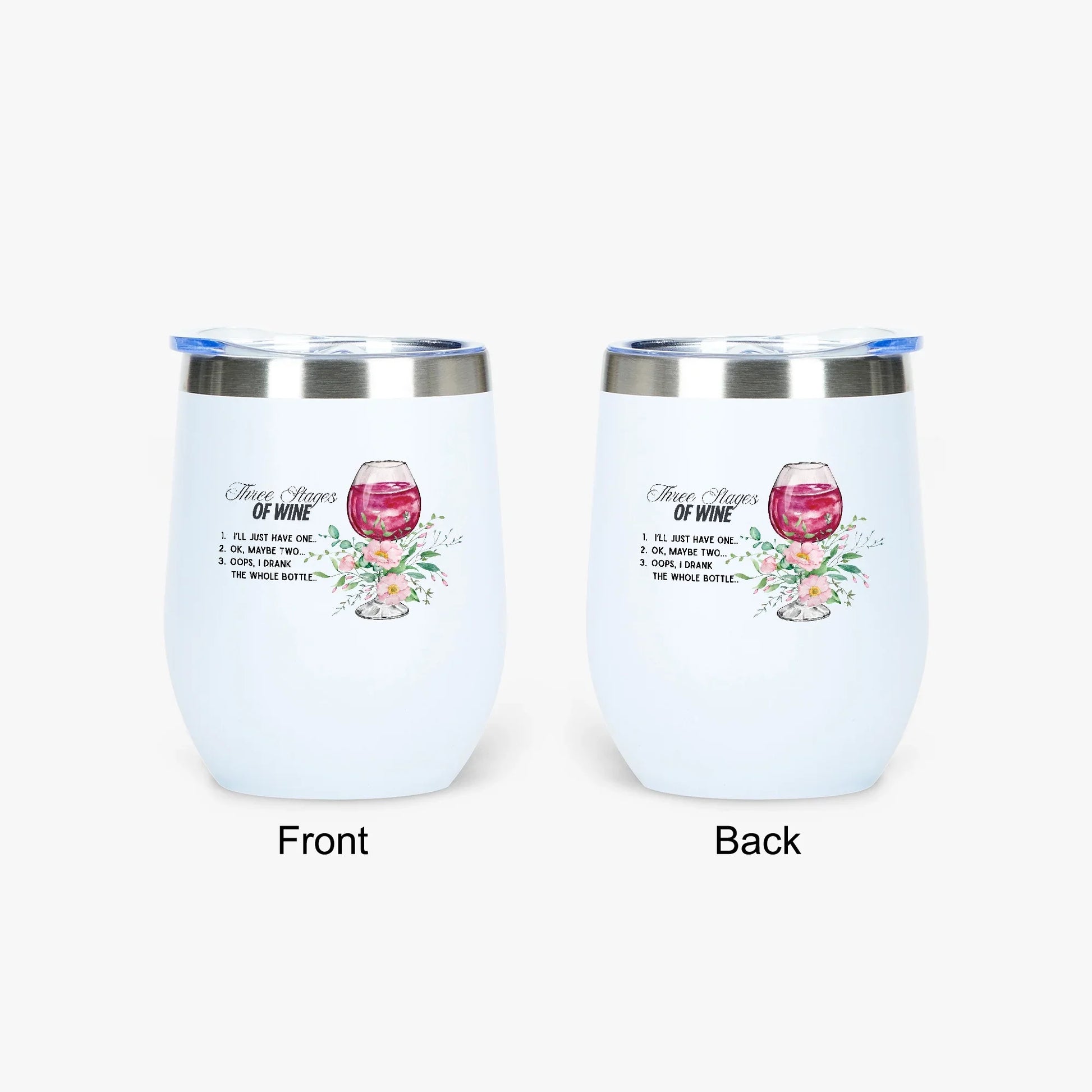 428. Three Stages of Wine 12oz Egg Shaped Insulated Tumbler - FREE Shipping! - Whippie's