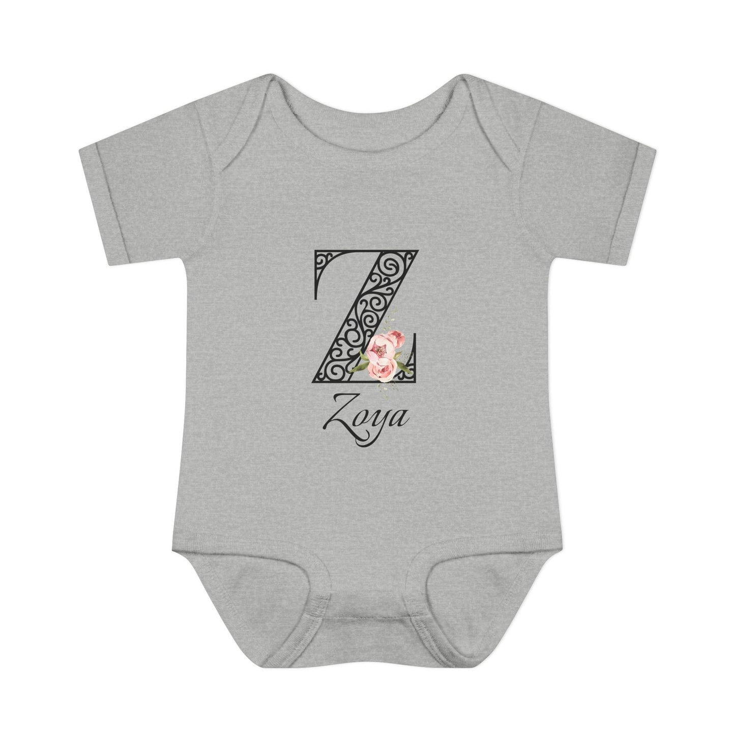 Floral Letters: Letter Z - Peony Baby Onesie - Personalizable